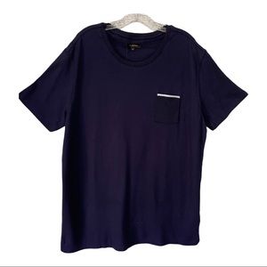 Navifalcon Shirt Blue White Trim Pocket Tee Men XL